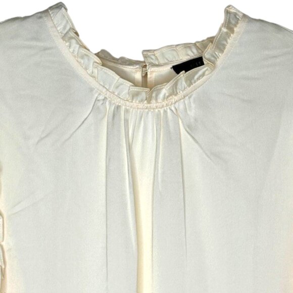 J. Crew Ruffle-Sleeve/Neck Blouse Satin Crepe - Ivory - XL - Picture 4 of 10